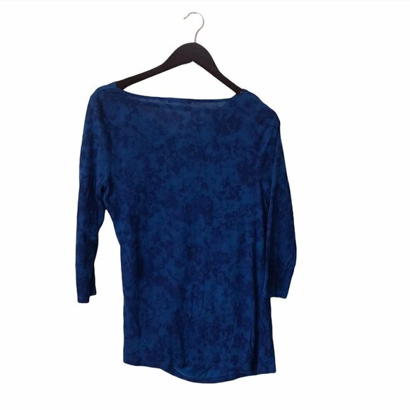 Tahari Wide Boat 3/4 Sleeves Pleated Draped Side Knit Blouse - Picture 2 of 12